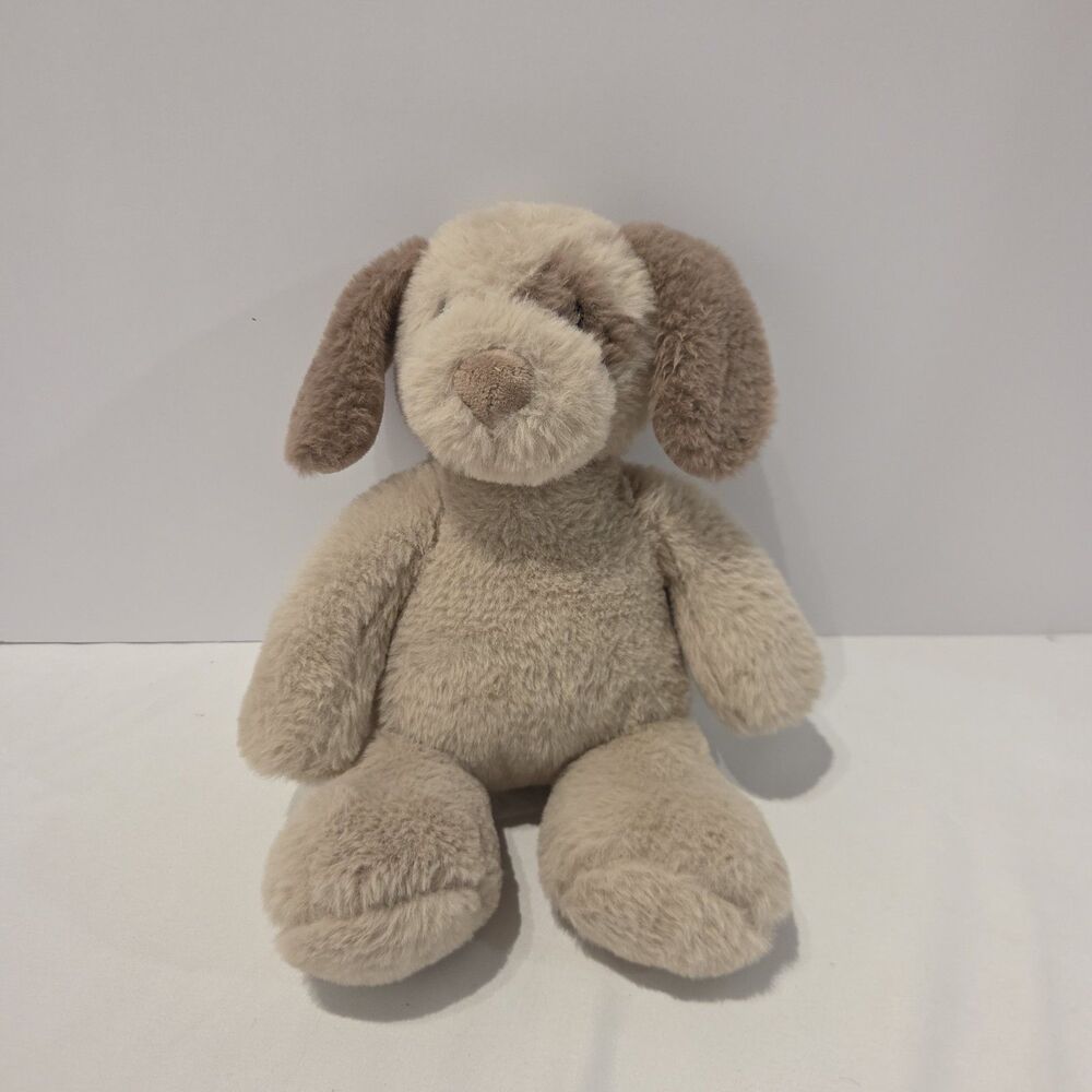 Snug Plush Soft 12" Tan and Brown Eye Patch Spot Puppy Dog